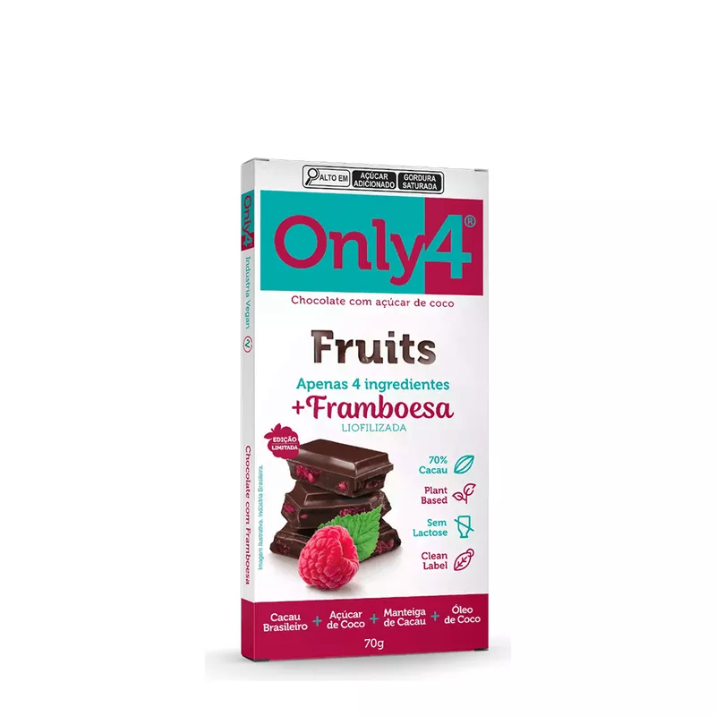 TABLETE DE CHOCOLATE 70% CACAU COM FRAMBOESA LIOFILIZADA 70g 